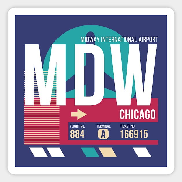 Chicago (MDW) Airport Code Baggage Tag E Magnet by SLAG_Creative